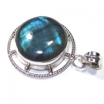 925 sterling silver blue fire labradorite cabochon gemstone pendant